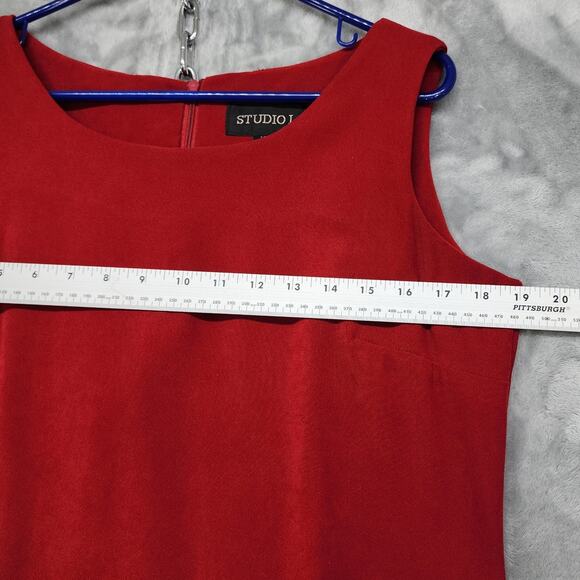 Vintage 90s Studio I Dress Size 10 Red Sleeveless Maxi Shift Back Slit Formal - Picture 6 of 8